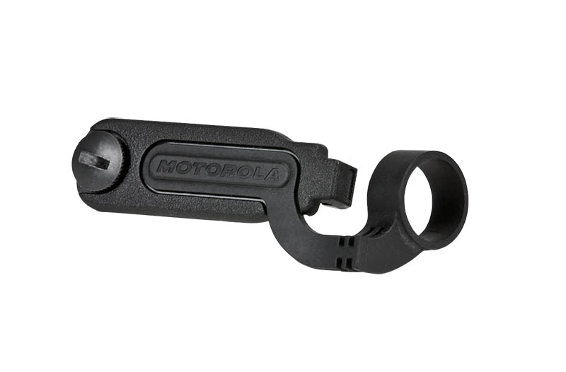 Support en plastique noir avec inscription Motorola.