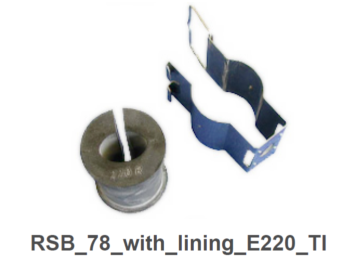 Two technical components, a gasket and a metallic bracket element.