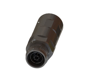 Black cylindrical part with flange connection.