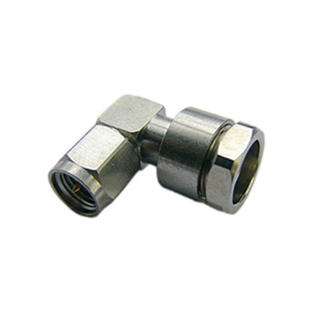 Metalen hoekconnector met zeshoekige uiteinden, gebruikt voor pijpaansluiting.