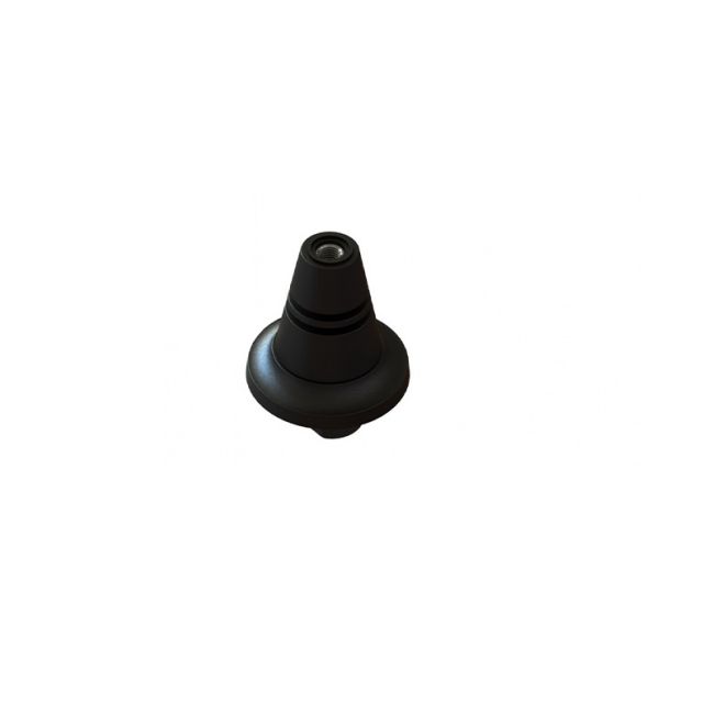 Black rubber foot with conical shape and screw thread