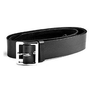 Black leather belt with silver buckle