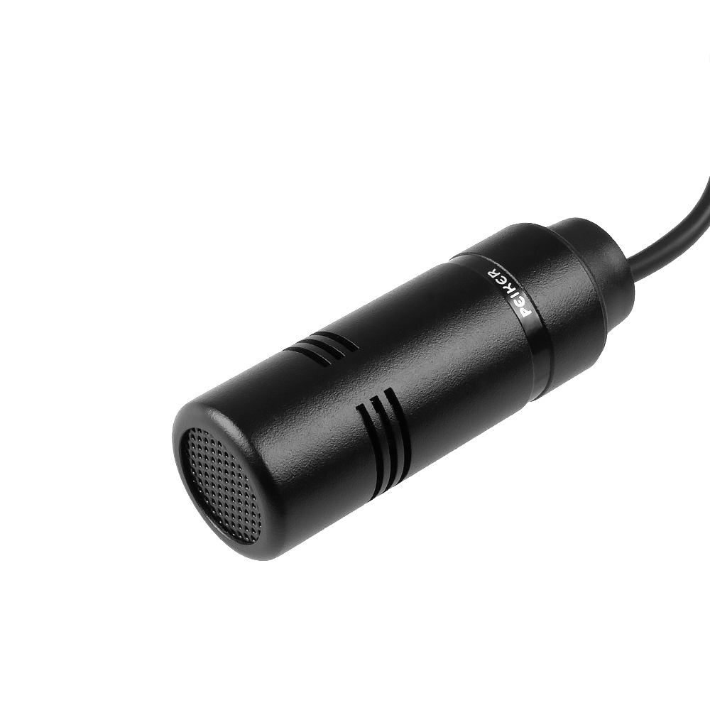 Black cylindrical microphone with cable connection