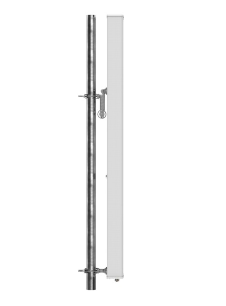 Antenna on metal pole with mounting brackets