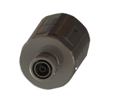 Cylindrical machine part with metal threads.