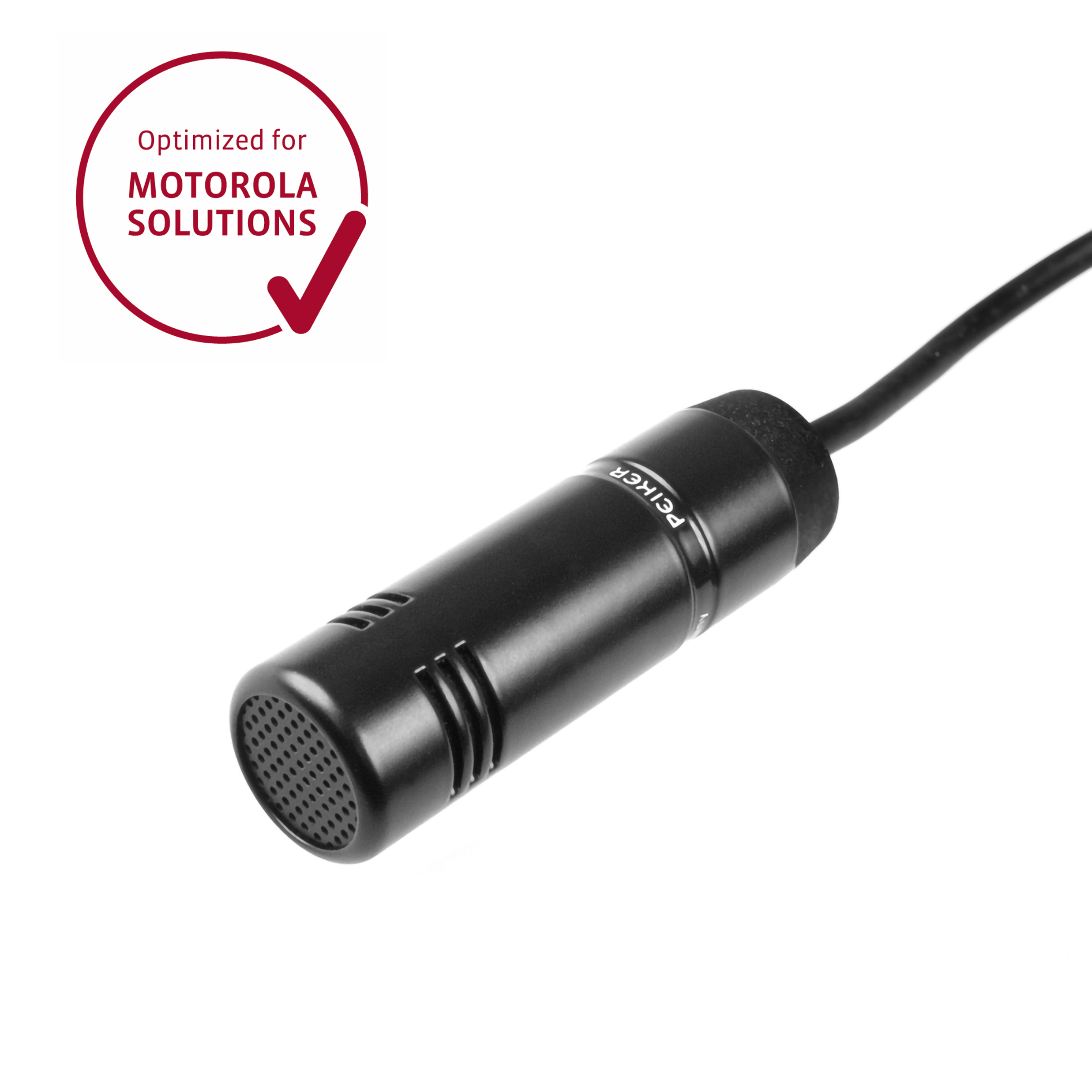 Black microphone with cable, optimized for Motorola Solutions.