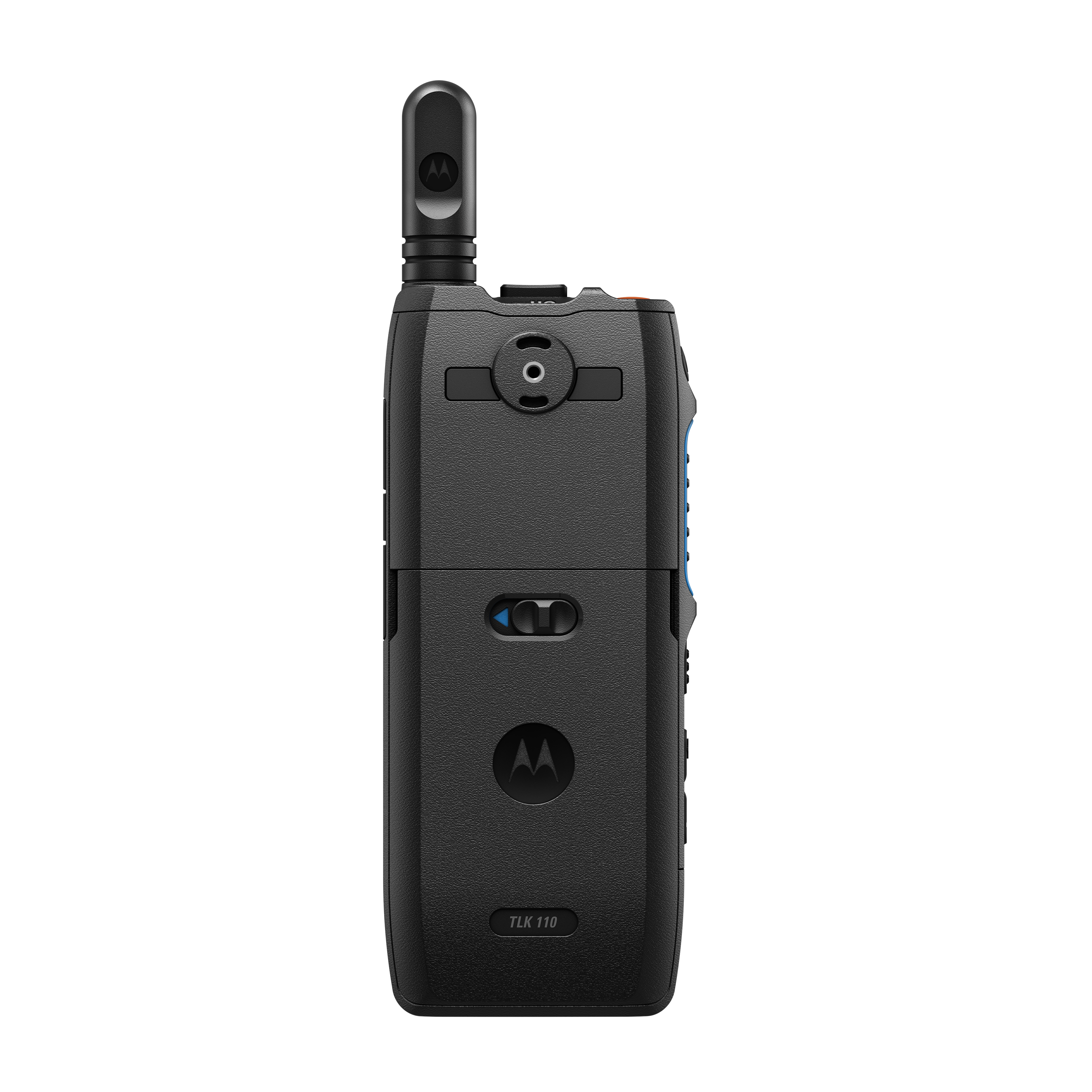 Black radio with antenna and side slider.