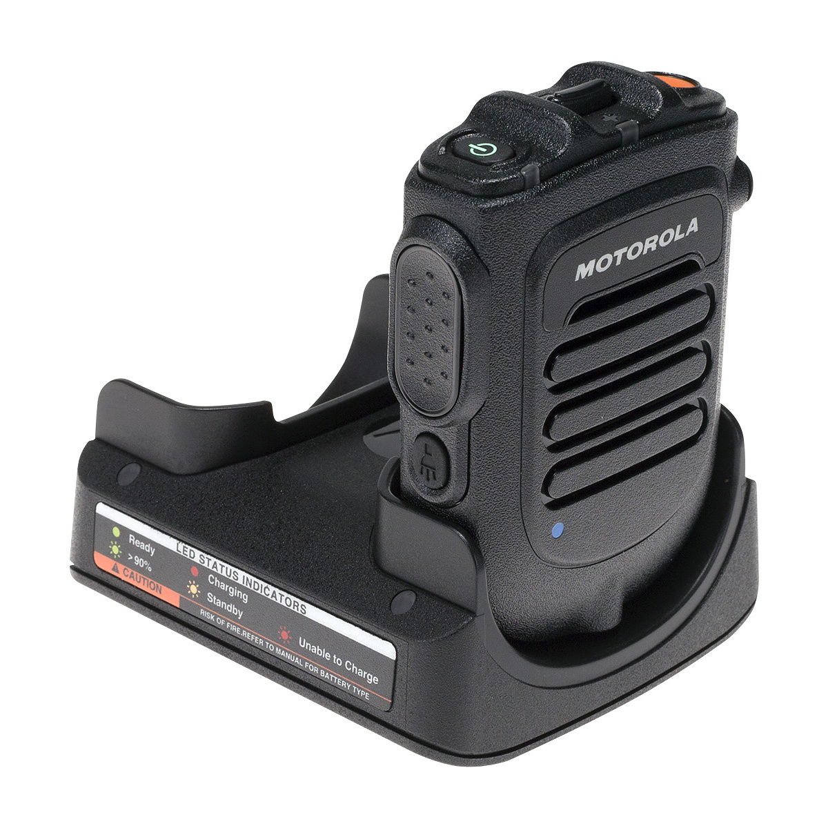 Radio avec station d'accueil, voyants visibles.