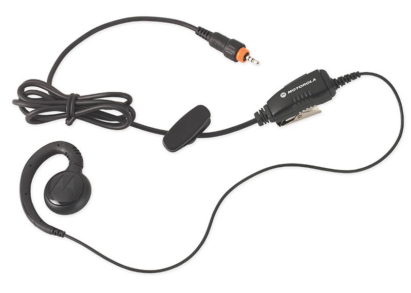 Zwarte oortelefoonset met clip en 3,5mm jackplug.