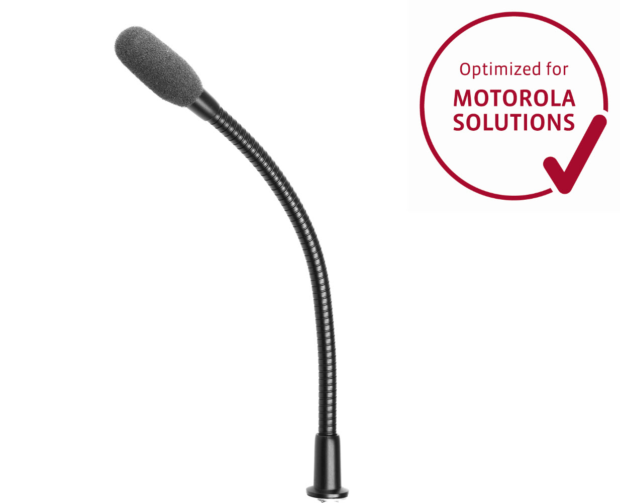 Flexible microphone with foam head, optimized for Motorola Solutions.