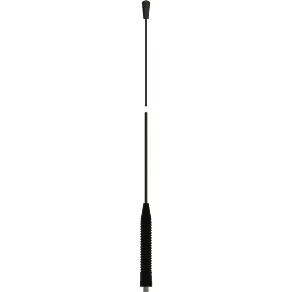 Zwarte tweedelige antenne, basis met spiraalpatroon.