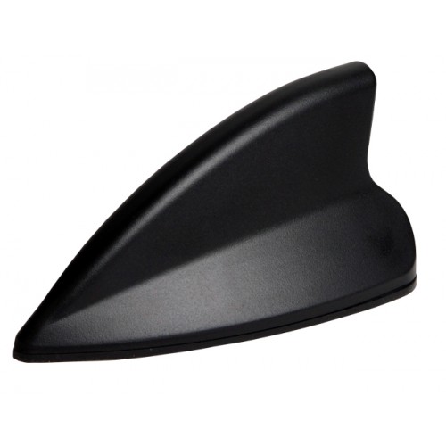 Zwarte haaienvin dakantenne op een witte achtergrond.