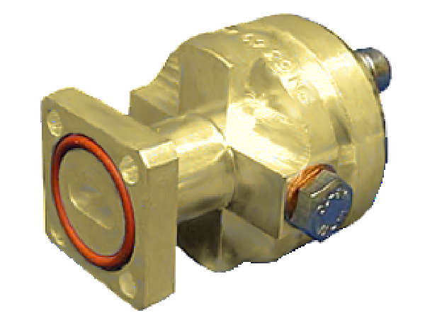 Brass connector part with screw and gasket.