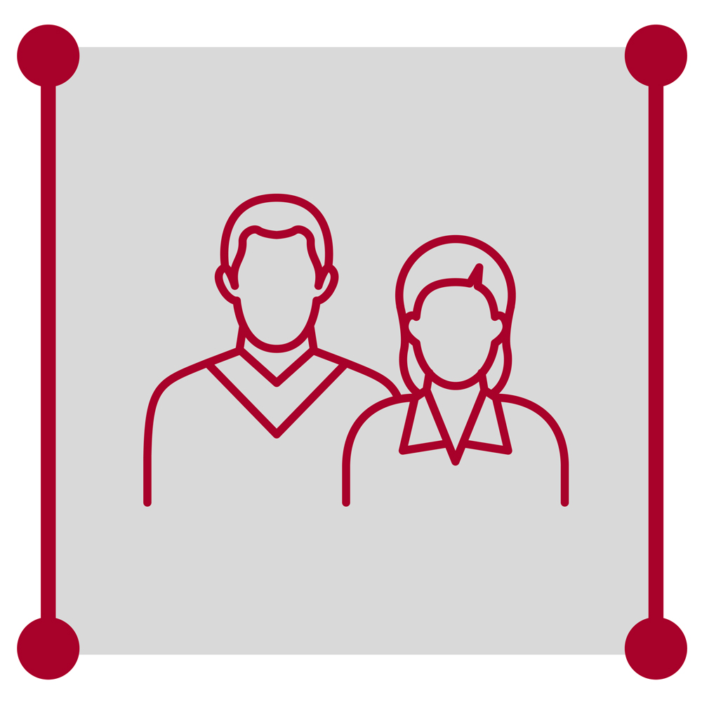 Symbool voor dienstverlening met twee gestileerde personen