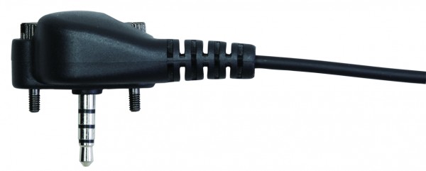 Zwarte 3,5mm jackplug met schroeven en kabel.