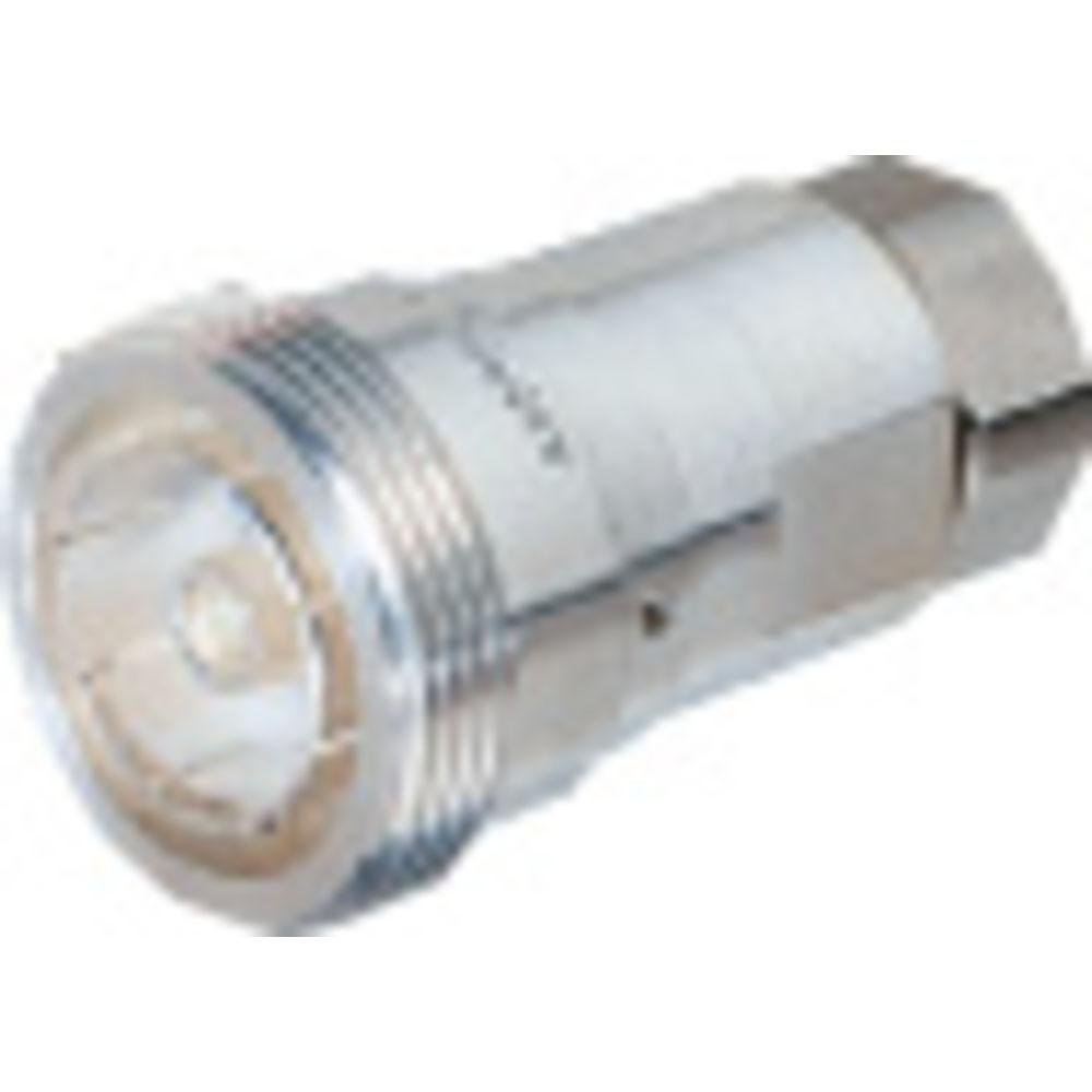Zilveren metalen adapter met schroefdraad en cilindrische vorm.