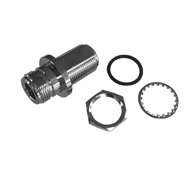 Metal connector with 3 seals and a nut.