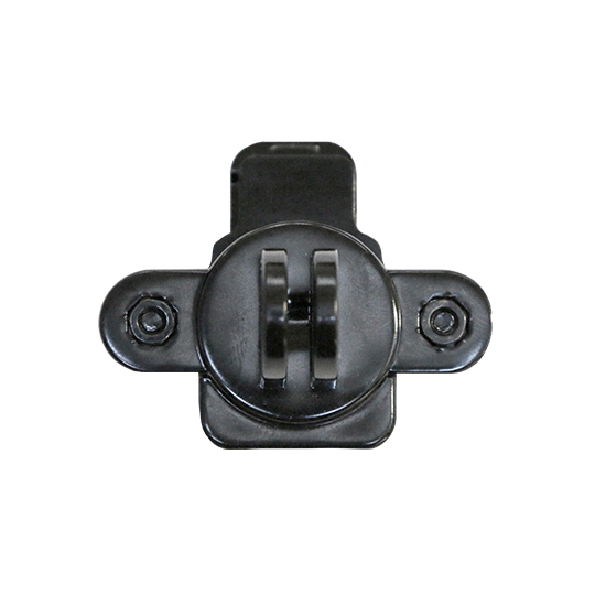 Support en plastique noir avec deux vis sur les côtés.