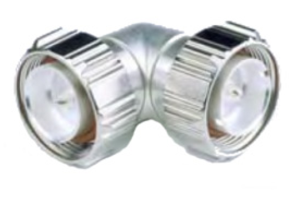 Metal hollow angle connector, two threads.