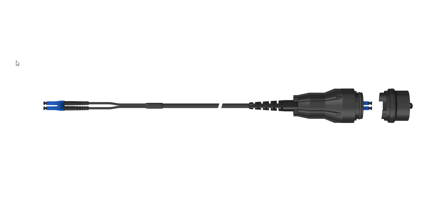 Fiber optic cable with connectors and screw cap.