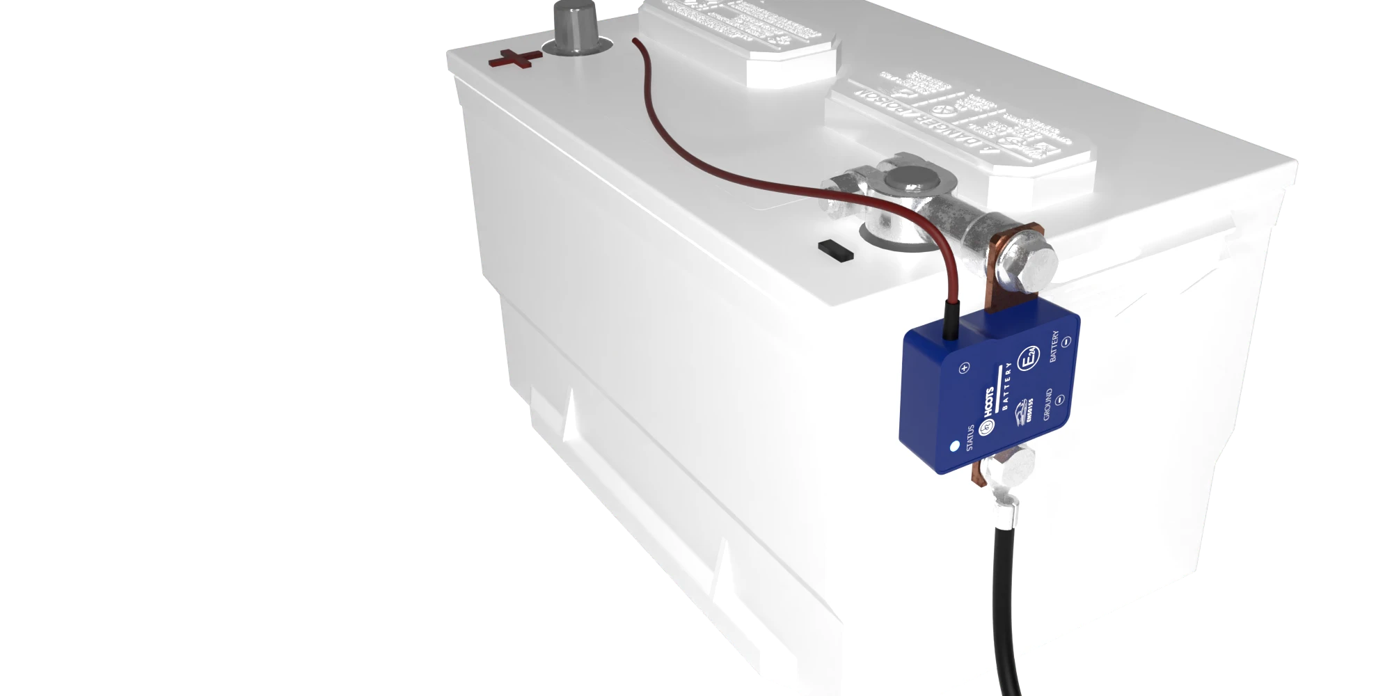 01_6710_00200071_HOO_01.png Witte autobatterij met aangesloten blauw bewakingsapparaat rechtsboven.