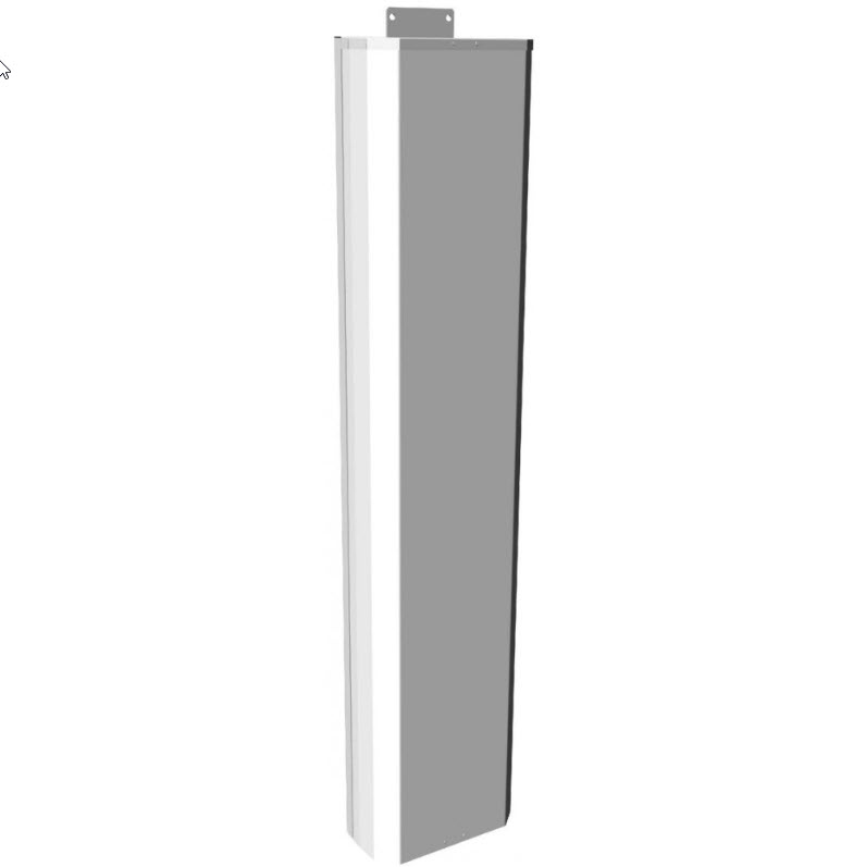 Lang, rechthoekig, dubbelwandig aluminiumprofiel met bovenste montageplaat.