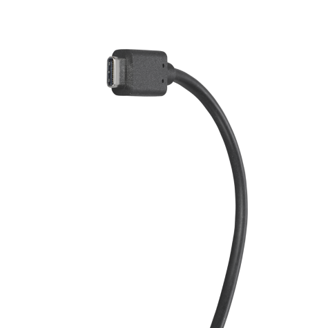 Câble USB-C noir, connecteur visible.