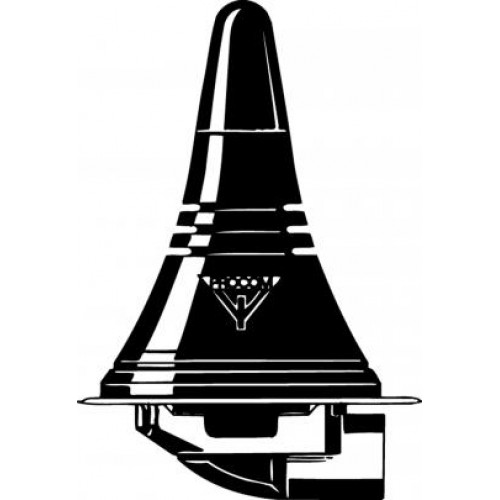 7000-00547200_pro_01.jpg Zwart-wit tekening van een trompetdemper met logo