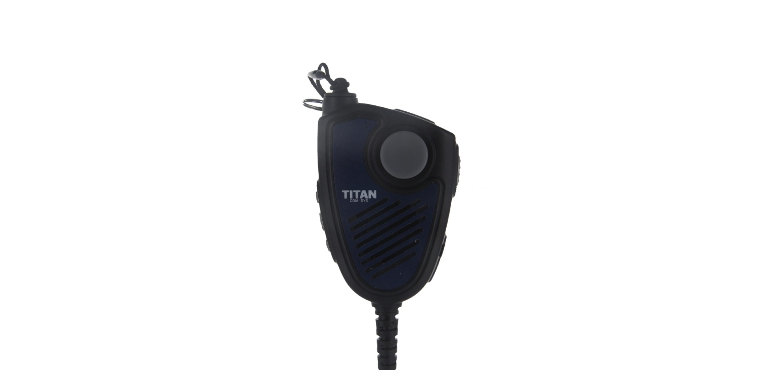 Zwarte radio met grote luidspreker en knop, kabel aan de onderkant.