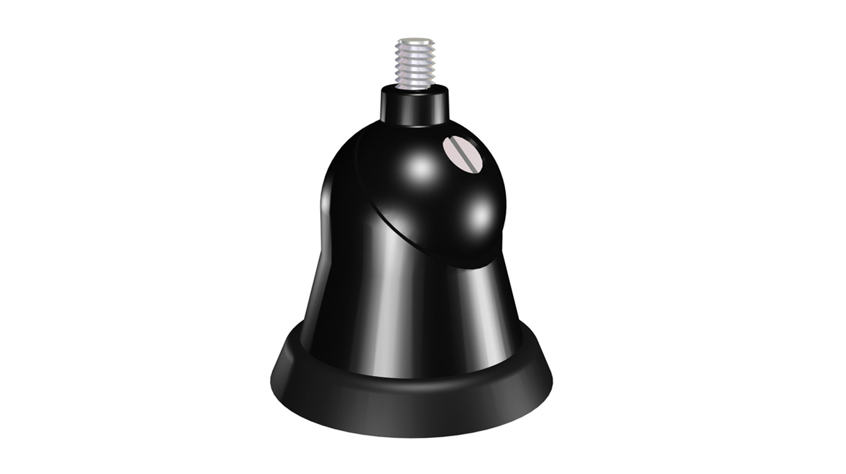 Zwart cilindervormig object met schroefaansluiting bovenop.