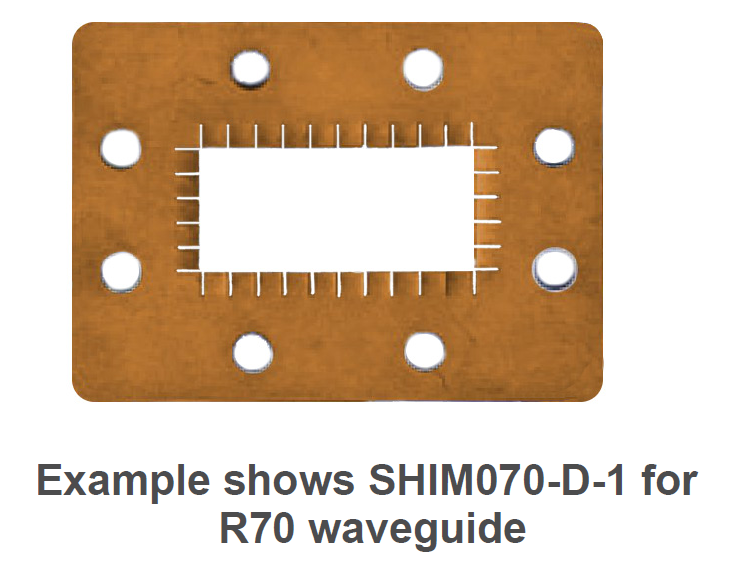 Brown metal plate for SHIM070-D-1 R70 waveguide with rectangular opening