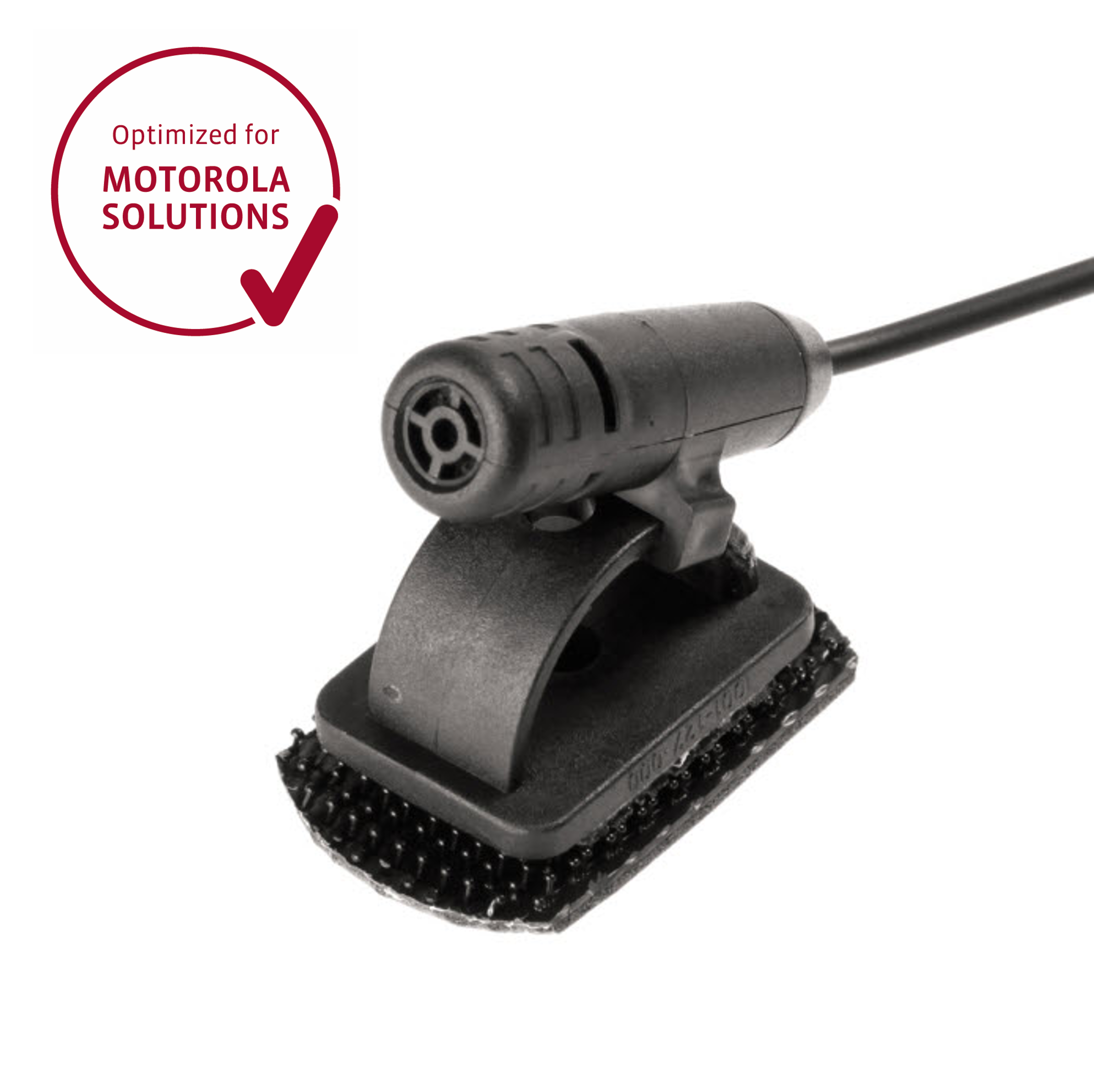 Zwart microfoon met klittenband voor Motorola-apparaten.