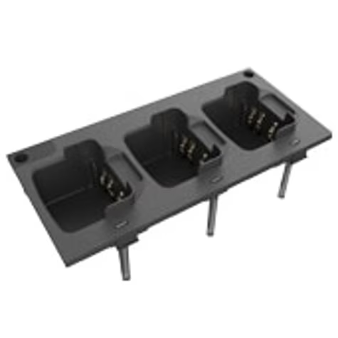 Triple connector panel with three recessed slots.