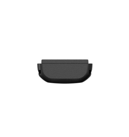Black rectangular object with rounded edges and narrow border.