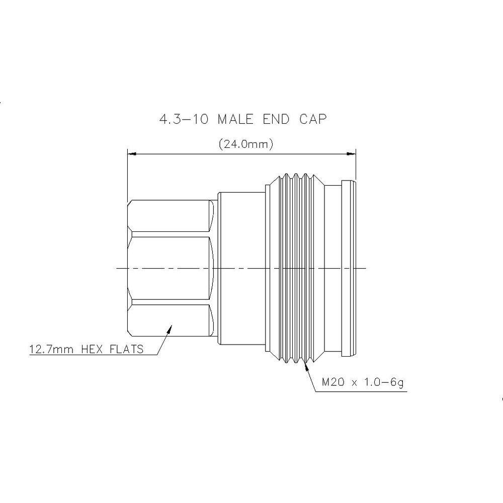 Technical drawing of a 4.3-10 end cap with dimensions.