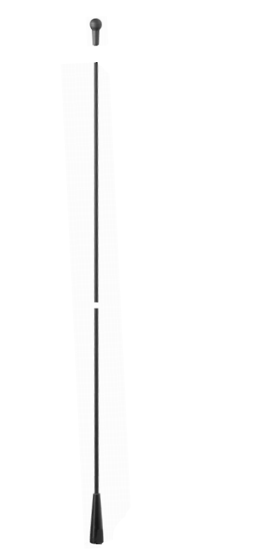 Lange antenne met pijl en label 'Lengte A'.