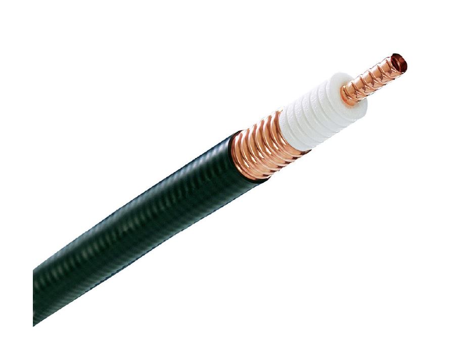 7000-00032700_com_01.jpg Coaxkabel met koperdraad, zwarte isolatie en witte binnenmantel.