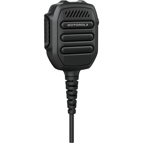 Microphone radio noir avec câble et boutons.