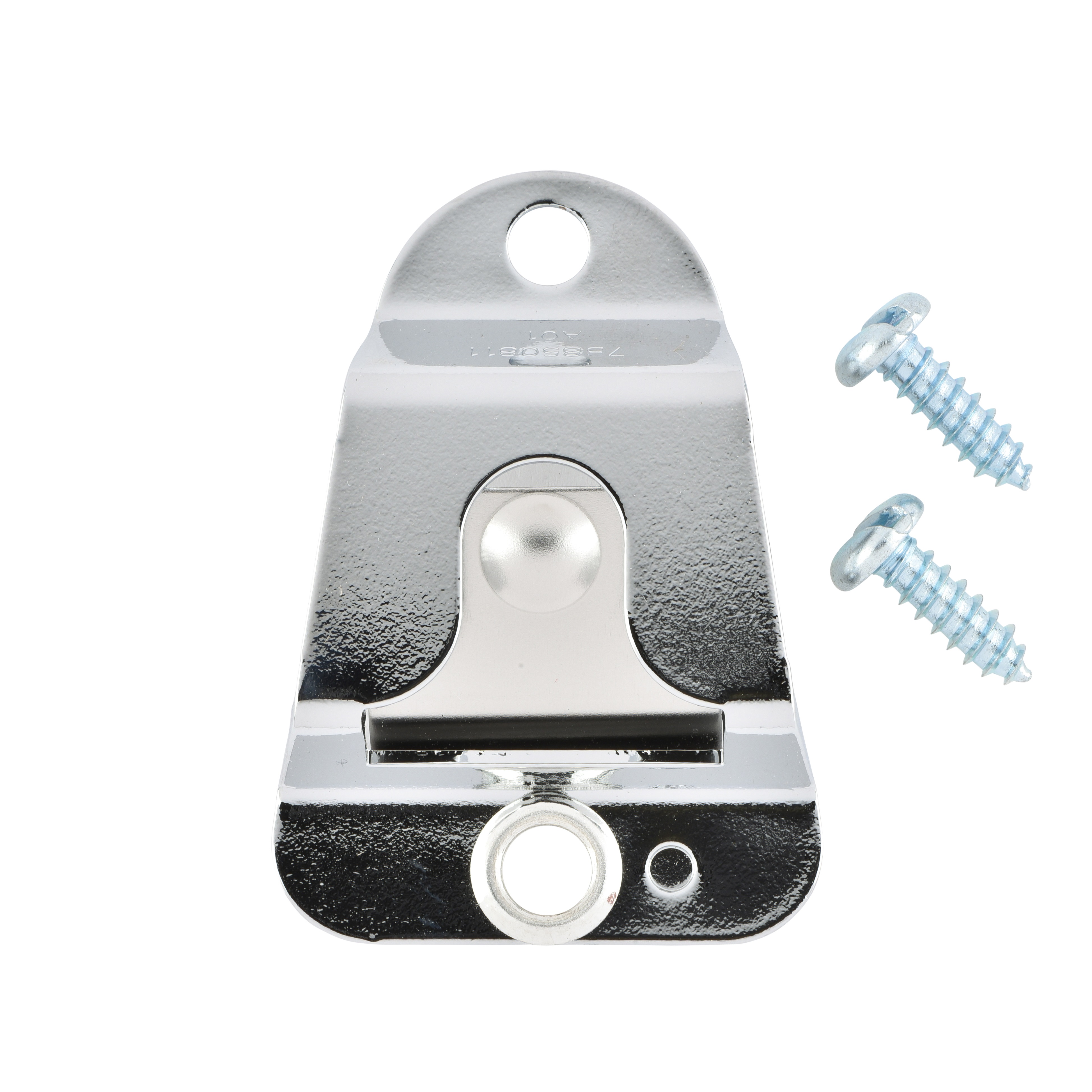 Crochet en métal avec trou et deux vis, brillant