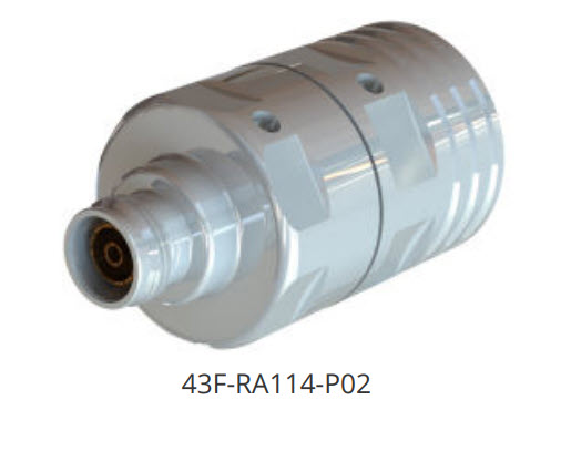 Silver metallic connector with code 43F-RA114-P02