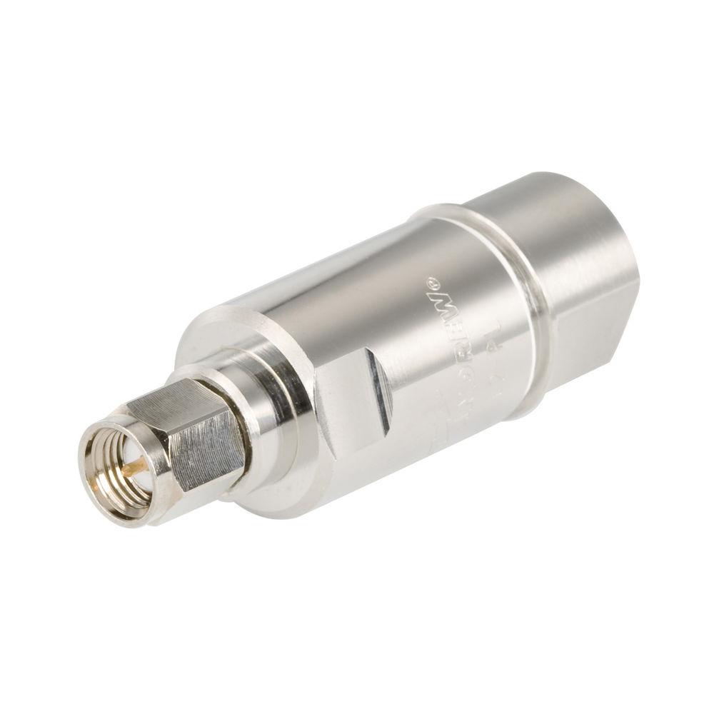 Adaptateur métallique cylindrique avec connecteur fileté.