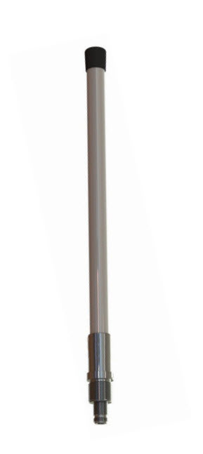 Lange, slanke antenne met zwarte dop en metalen draad.