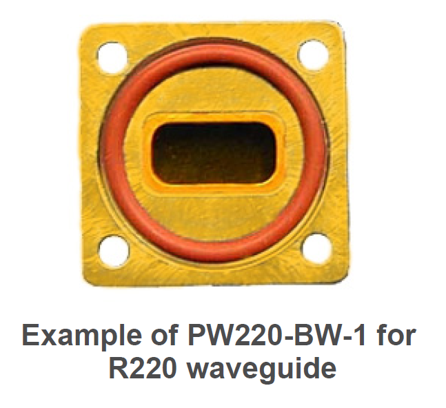 Rechthoekige golfgeleiderconnector PW220-BW-1 voor R220 gebruik.