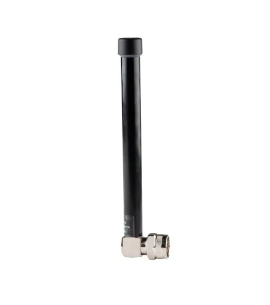 Black antenna with angled connector