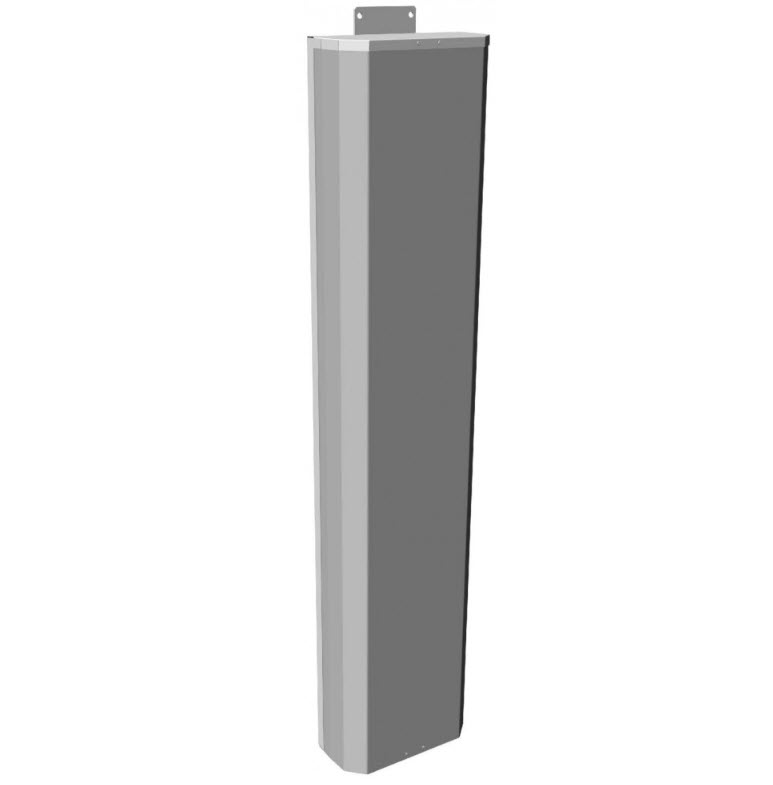 Grijs, lang, rechthoekig object met montageplaat bovenop.