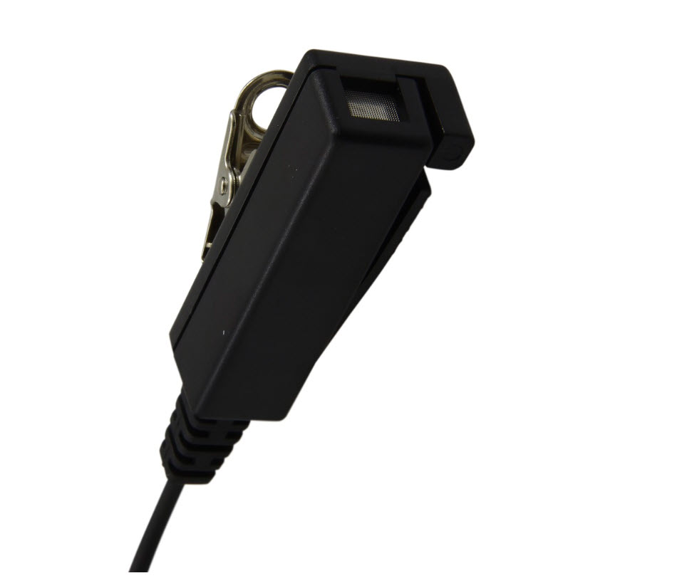 Black plastic clip with fabric insert and cable.