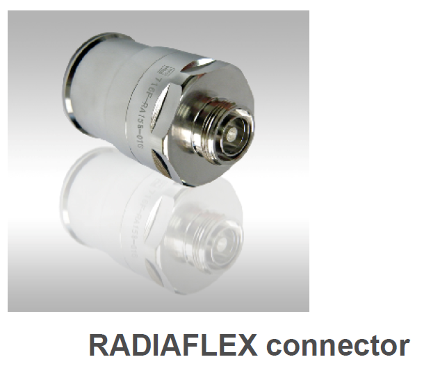 Silver RADIAFLEX connector with reflection.