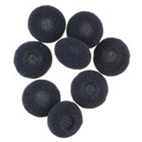 Eight black foam microphone covers in a circular arrangement.