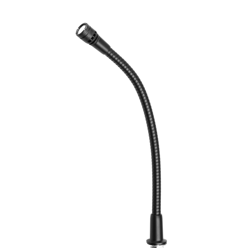 Zwanenhals microfoon zwart met flexibele hals.