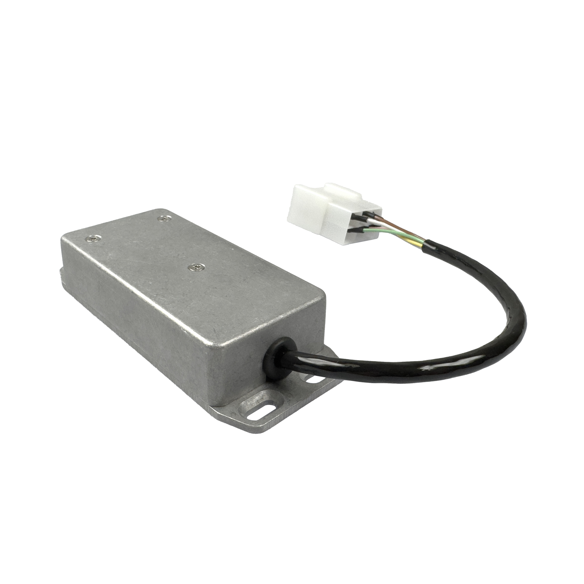 Rectangular metal case with cable and connector.
